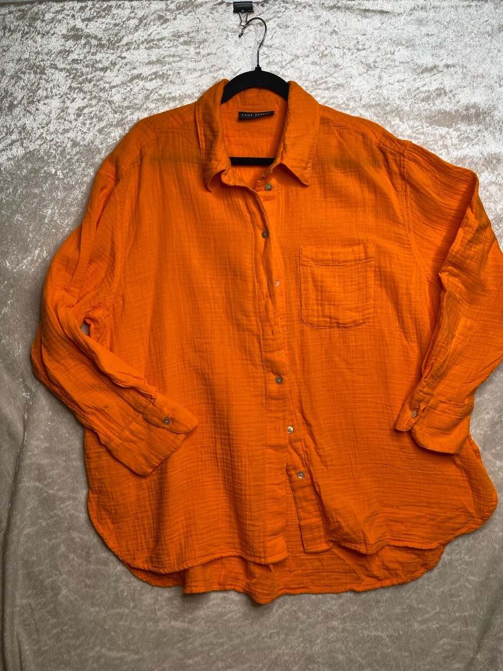 Lane Bryant Gauze Button Down Shirt Size 18/20 Orange Long Sleeve